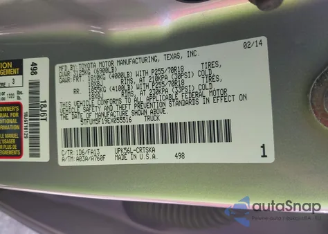 2014 Toyota Tundra Sr 4.6L V8 from USA, damaged, VIN 5TFUM5F19EX055516